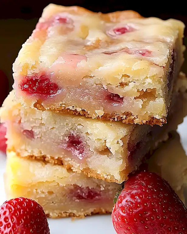 Fruchtige Erdbeer-Zitronen Blondies: Süß und spritzig