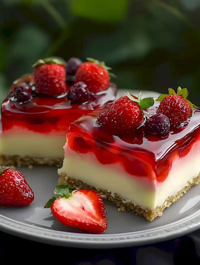 Fruchtige Erdbeerschnitten mit fluffigem Biskuit und cremiger Füllung 3 Fruchtige Erdbeerschnitten mit fluffigem Biskuit und cremiger Füllung