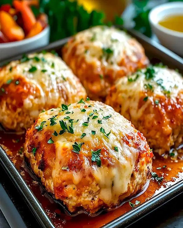 Saftiger Hähnchen-Hackbraten mit Knoblauch und Parmesan