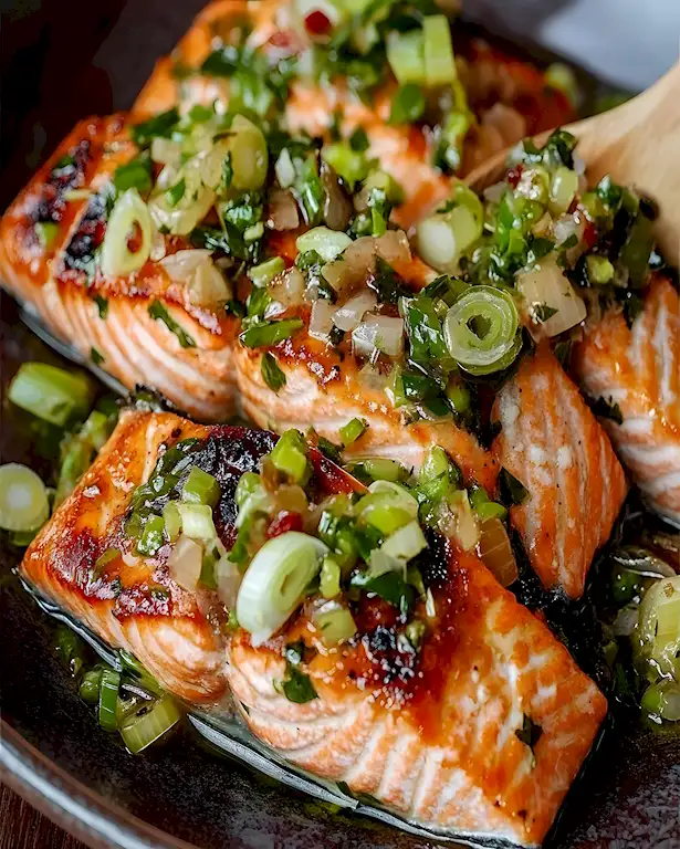 Gebackener Lachs mit Miso-Butter und Salsa Verde 3 Gebackener Lachs mit Miso-Butter und Salsa Verde