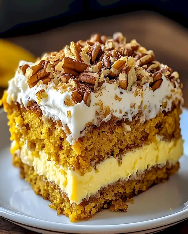 Herbstlicher Kürbis-Pekannuss-Kuchen mit cremiger Füllung 3 Herbstlicher Kürbis-Pekannuss-Kuchen mit cremiger Füllung