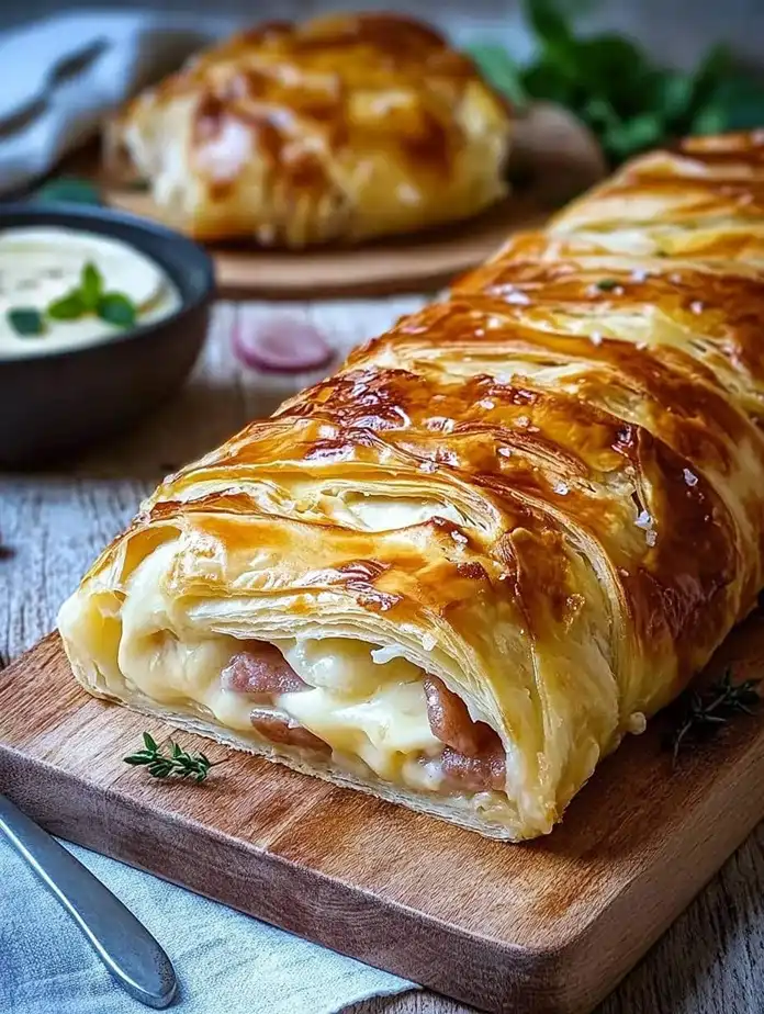 Herzhafter Blätterteigstrudel mit Schinken und Käse 3 Herzhafter Blätterteigstrudel mit Schinken und Käse