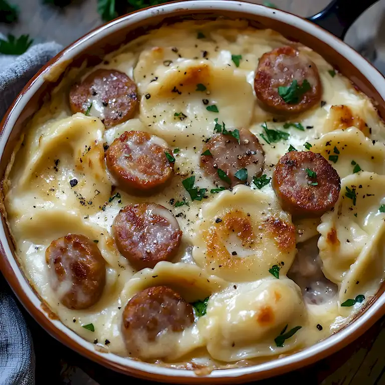 Herzhafter Pierogi-Auflauf mit Wurst im Slow Cooker 3 Herzhafter Pierogi-Auflauf mit Wurst im Slow Cooker