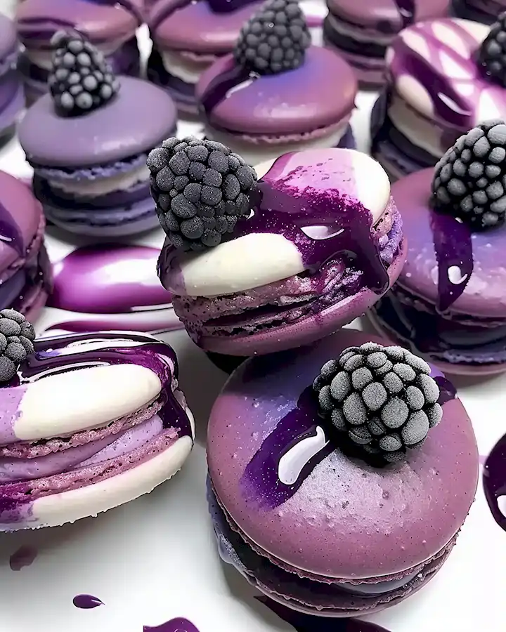 Himmlische lila Macarons mit Brombeercreme 3 Himmlische lila Macarons mit Brombeercreme