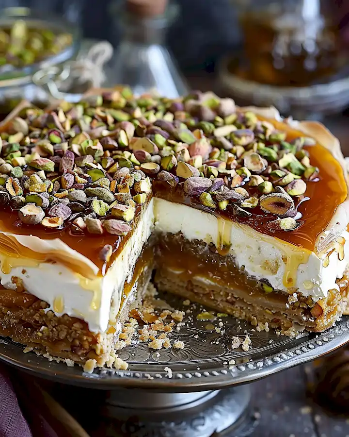 Honig Pistazien Baklava Käsekuchen Ein Fest für Genießer 3 Honig Pistazien Baklava Käsekuchen Ein Fest für Genießer