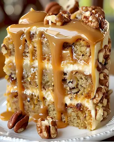 Karottenkuchen mit Karamell und Pekannüssen 3 Karottenkuchen mit Karamell und Pekannüssen