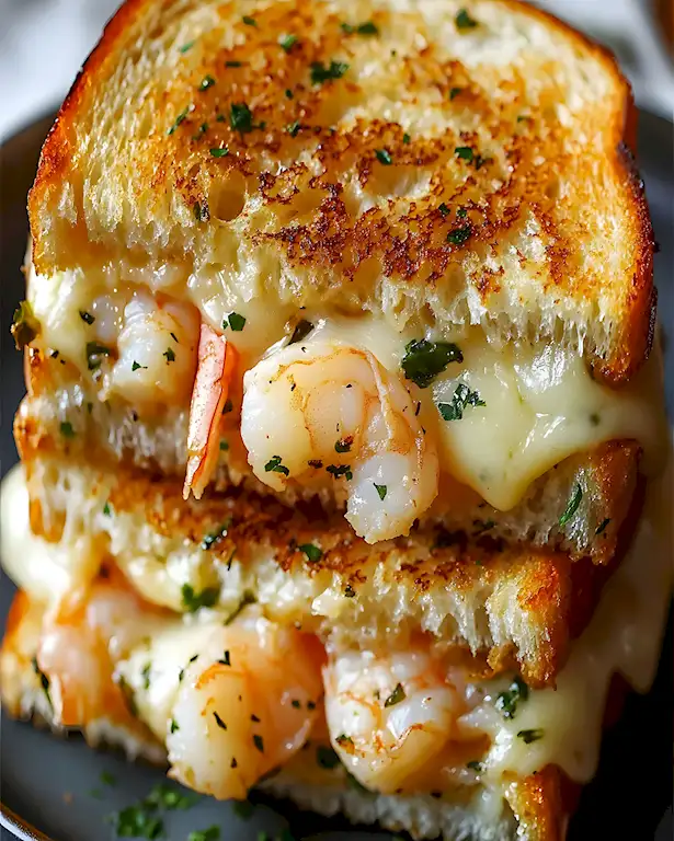 Käse-Garnelen-Toast mit Knoblauchbrot