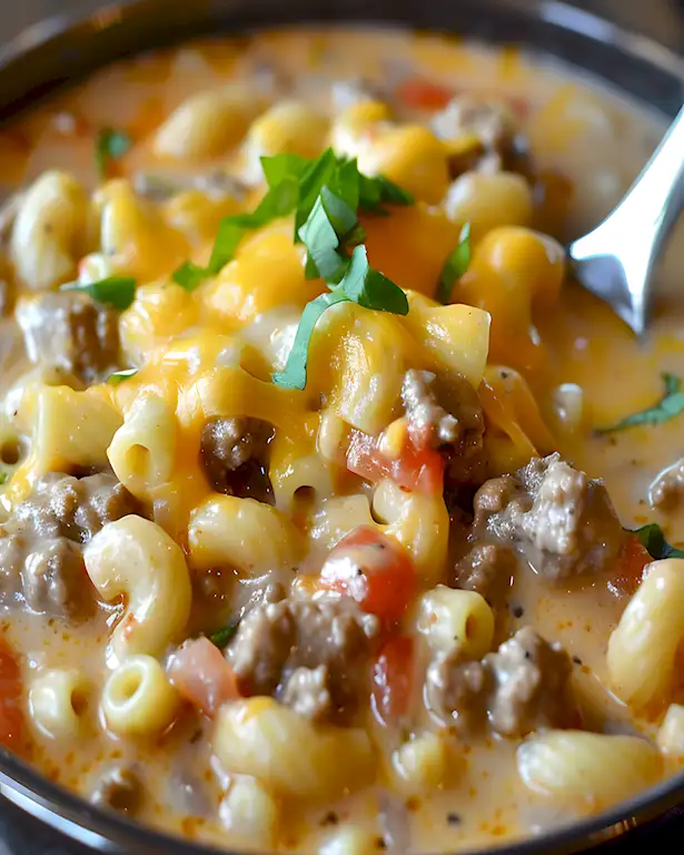 Käseburger-Macaroni-Suppe: Einfaches Rezept