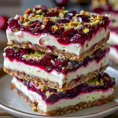 Kirsch Pistazien Käsekuchen Schnitten Rezept 3 Kirsch Pistazien Käsekuchen Schnitten Rezept