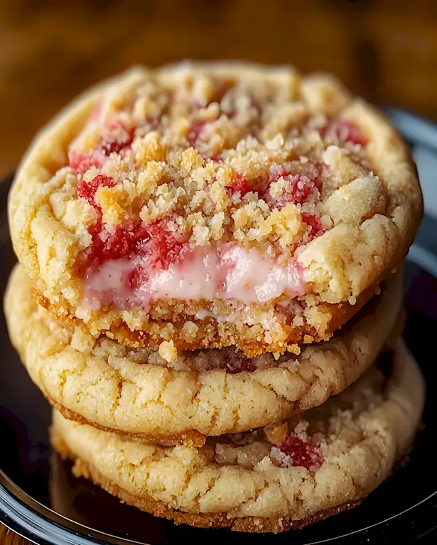 Knusprige Erdbeer-Käsekuchen-Cookies mit cremiger Füllung 3 Knusprige Erdbeer-Käsekuchen-Cookies mit cremiger Füllung