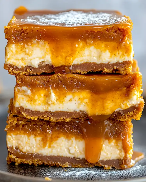 Kürbis Cheesecake Bars mit Karamell