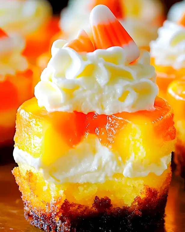 Mini Candy Corn Käsekuchen Halloween Rezept 3 Mini Candy Corn Käsekuchen Halloween Rezept