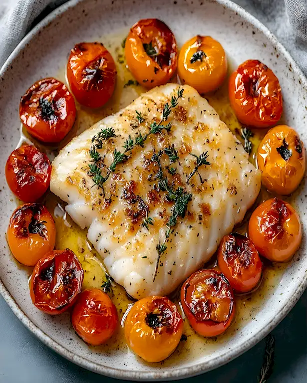 Ofen-Kabeljau mit Tomaten und Thymian