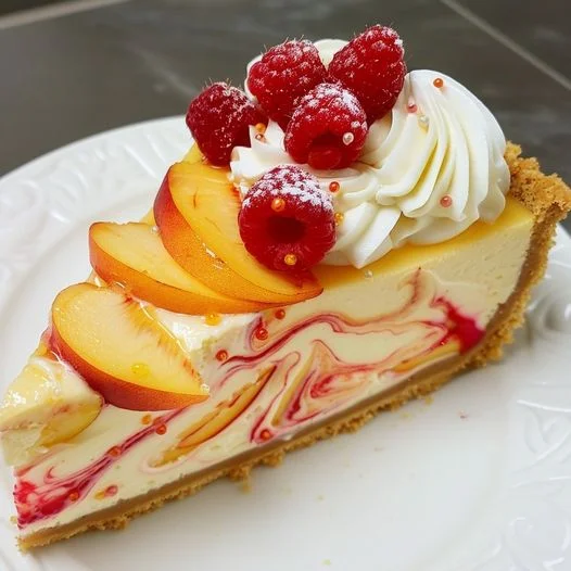 Pfirsich Himbeer Cheesecake Sommer Rezept zum Genießen 3 Pfirsich Himbeer Cheesecake Sommer Rezept zum Genießen