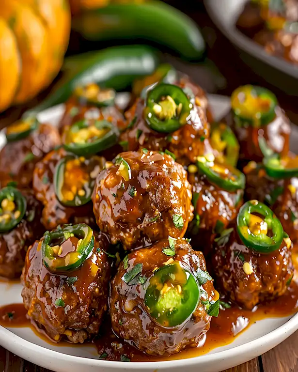 Pikante Kürbis-Hackbällchen in BBQ-Jalapeño-Soße 3 Pikante Kürbis-Hackbällchen in BBQ-Jalapeño-Soße