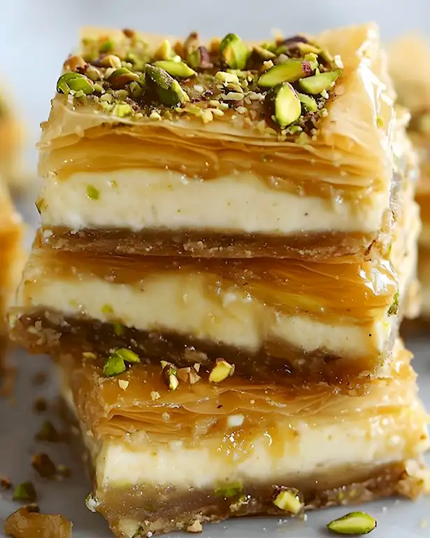 Pistazien Baklava Cheesecake Schnitten 3 Pistazien Baklava Cheesecake Schnitten