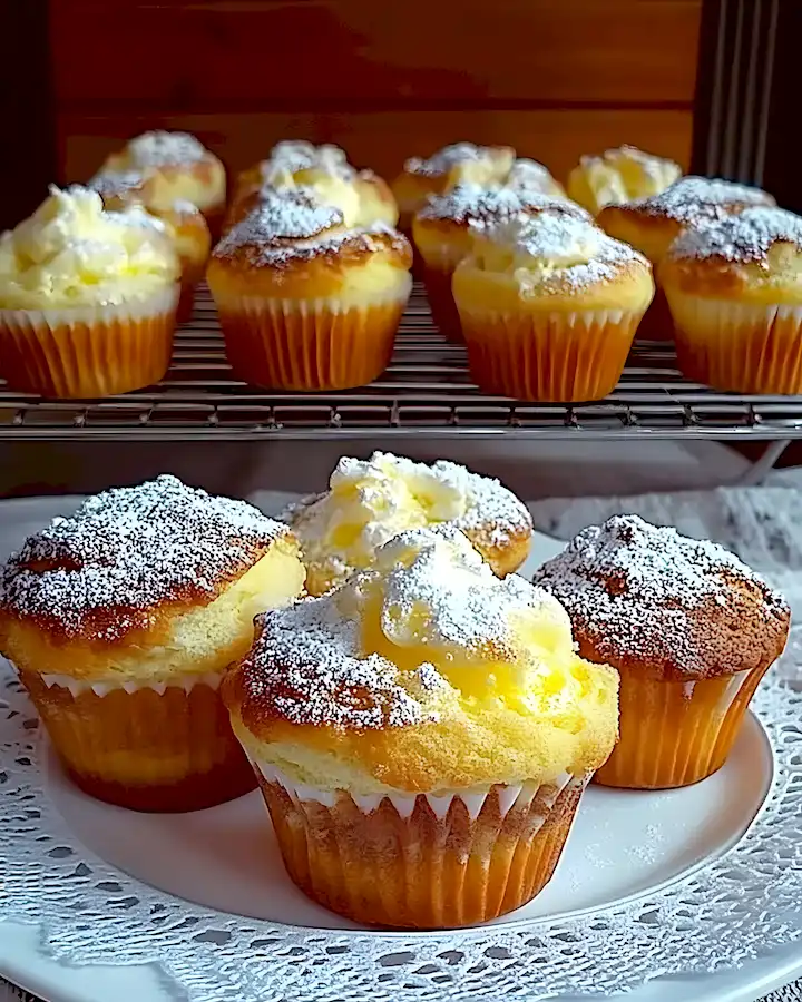 Quark-Muffins mit Pudding: Saftig und fluffig gebacken. 3 Quark-Muffins mit Pudding: Saftig und fluffig gebacken.