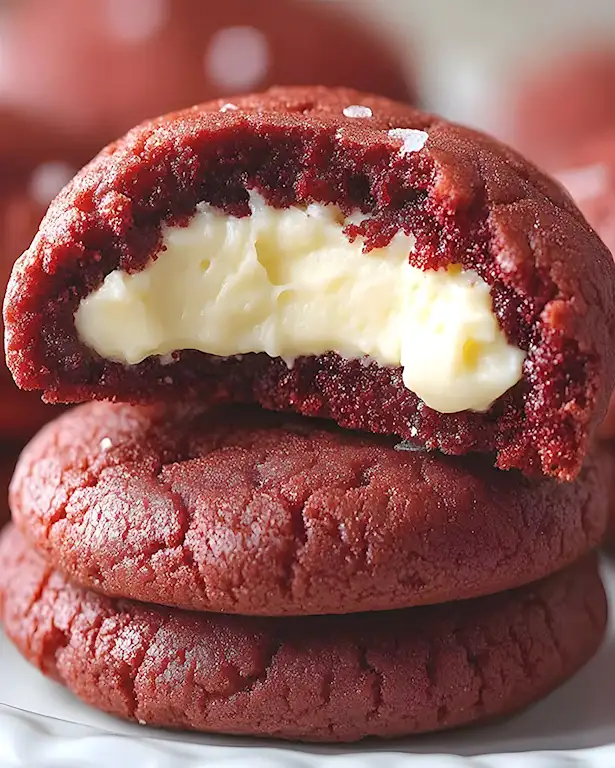 Red Velvet Cookies gefüllt mit Käsekuchencreme 3 Red Velvet Cookies gefüllt mit Käsekuchencreme