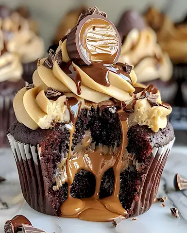 Saftige Erdnussbutter Schoko Lava Cupcakes
