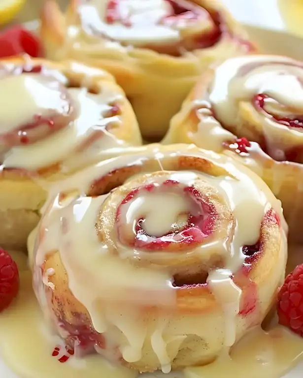 Saftige Himbeer-Zimtschnecken mit frischer Zitronenglasur 3 Saftige Himbeer-Zimtschnecken mit frischer Zitronenglasur