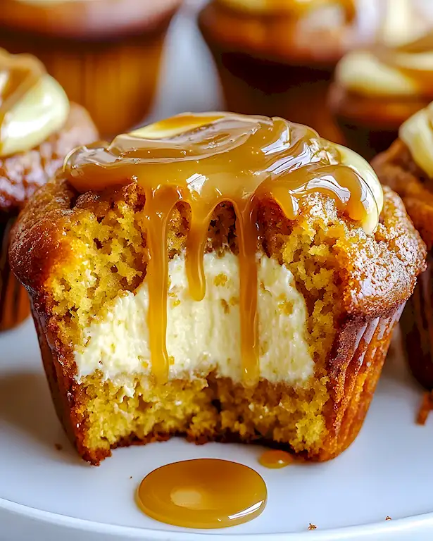 Saftige Kürbis Frischkäse Muffins mit Karamell 3 Saftige Kürbis Frischkäse Muffins mit Karamell