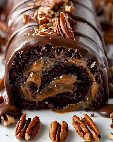 Saftige Schoko-Karamell-Roulade