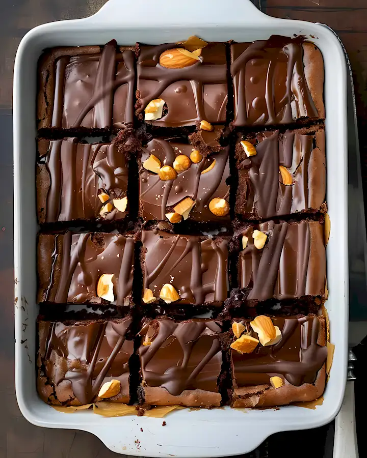 Saftige Snickers Brownies mit Karamell und Erdnüssen 3 Saftige Snickers Brownies mit Karamell und Erdnüssen