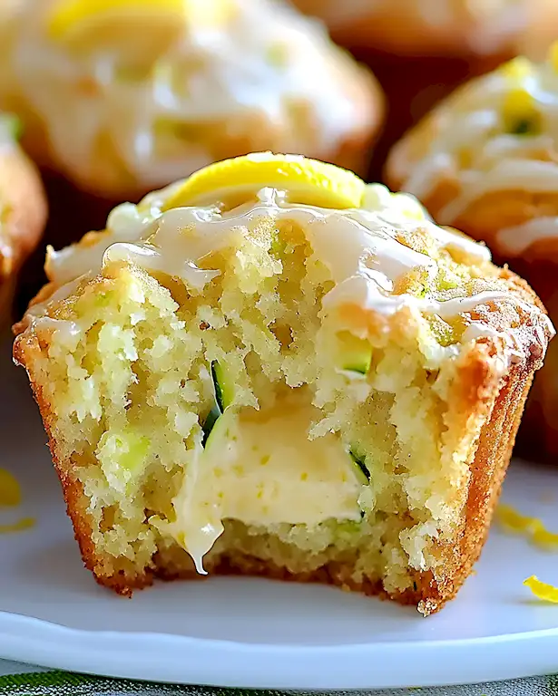 Saftige Zitronen-Zucchini Muffins mit Frischkäsefüllung 3 Saftige Zitronen-Zucchini Muffins mit Frischkäsefüllung