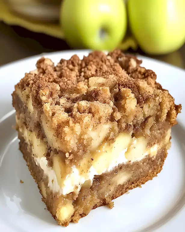 Saftiger Apfel-Kaffee-Kuchen mit cremiger Frischkäsefüllung