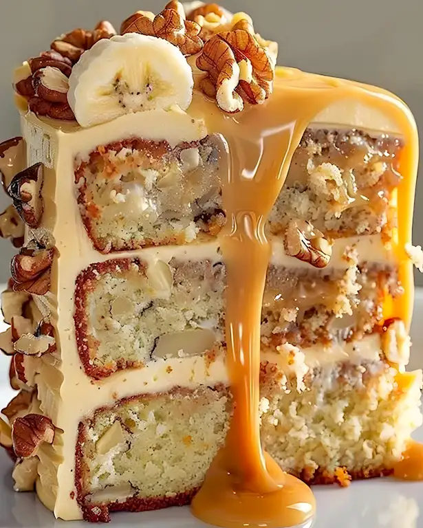 Saftiger Bananen-Karamellkuchen mit Pekannüssen 3 Saftiger Bananen-Karamellkuchen mit Pekannüssen