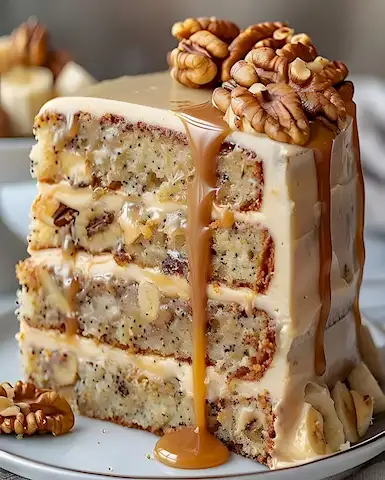Saftiger Bananen-Walnuss-Karamell-Kuchen 3 Saftiger Bananen-Walnuss-Karamell-Kuchen