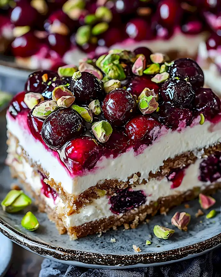 Saftiger Kirsch-Pistazien-Käsekuchen mit Mascarpone 3 Saftiger Kirsch-Pistazien-Käsekuchen mit Mascarpone