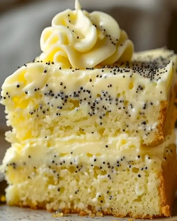 Saftiger Zitronen-Mohn-Kuchen mit Puddingfüllung