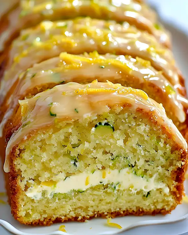 Saftiger Zitronen-Zucchini-Kuchen mit Frischkäsefüllung