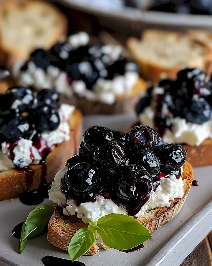 Schnelle Crostini mit Balsamico-Blaubeeren und Ziegenkäse