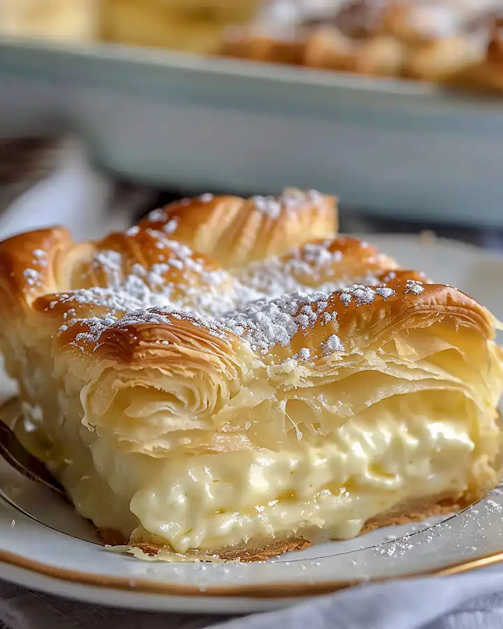 Schneller cremiger Käsekuchen-Auflauf mit Hörnchenteig