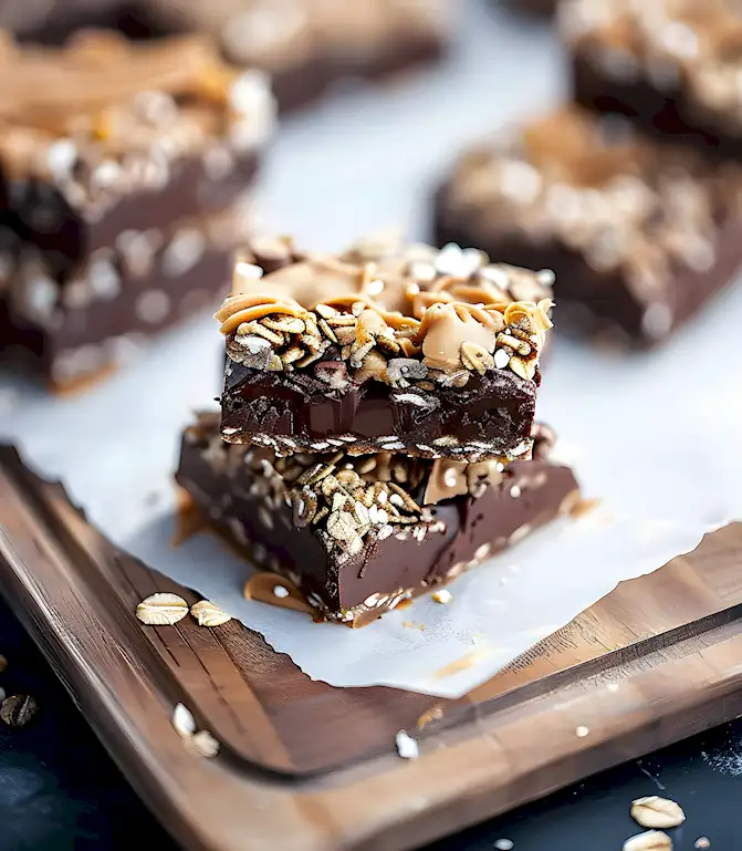 Schoko Erdnuss Hafer Riegel ohne Backen