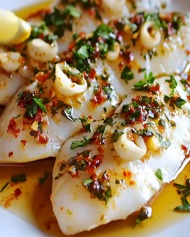 Spanische Tintenfisch-Steaks mit scharfer Knoblauchsauce 3 Spanische Tintenfisch-Steaks mit scharfer Knoblauchsauce