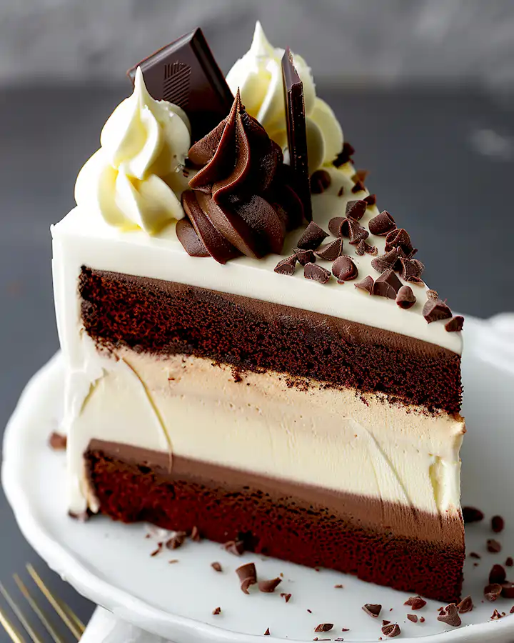 Weiße Schoko-Milchschoko-Mousse Torte: Ein Genuss 3 Weiße Schoko-Milchschoko-Mousse Torte: Ein Genuss