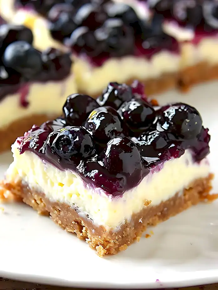 Zitronen Cheesecake Schnitten mit Blaubeeren 3 Zitronen Cheesecake Schnitten mit Blaubeeren