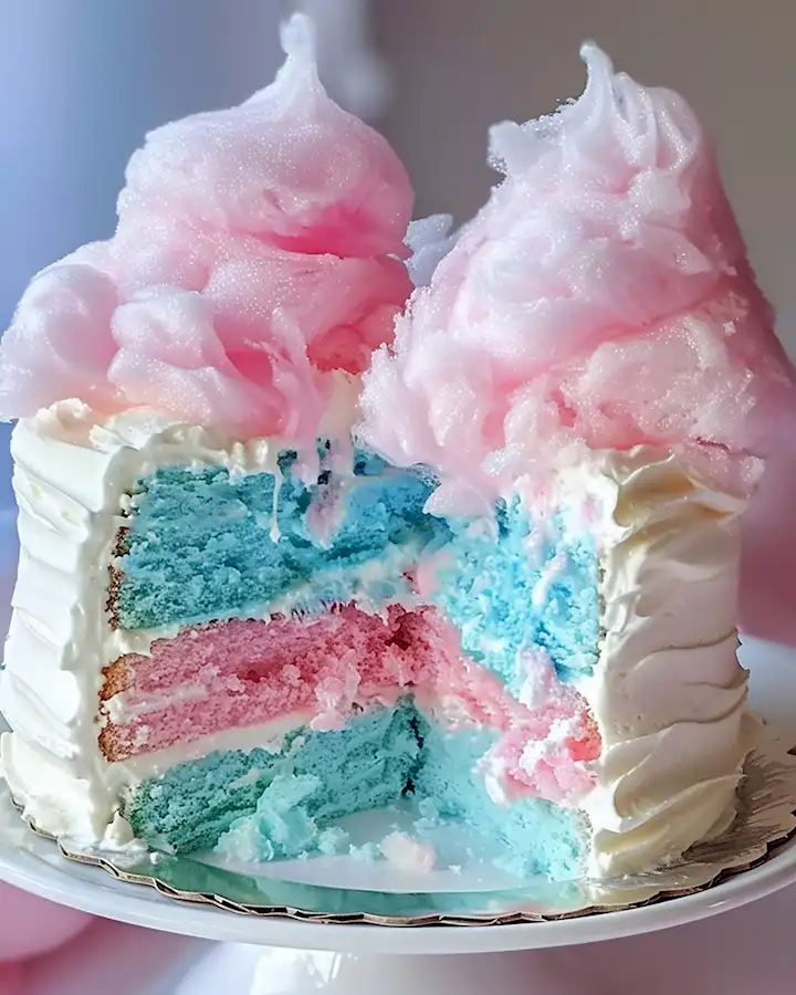 Zuckerwatte Kuchen: Ein Traum in Rosa & Blau 3 Zuckerwatte Kuchen: Ein Traum in Rosa & Blau
