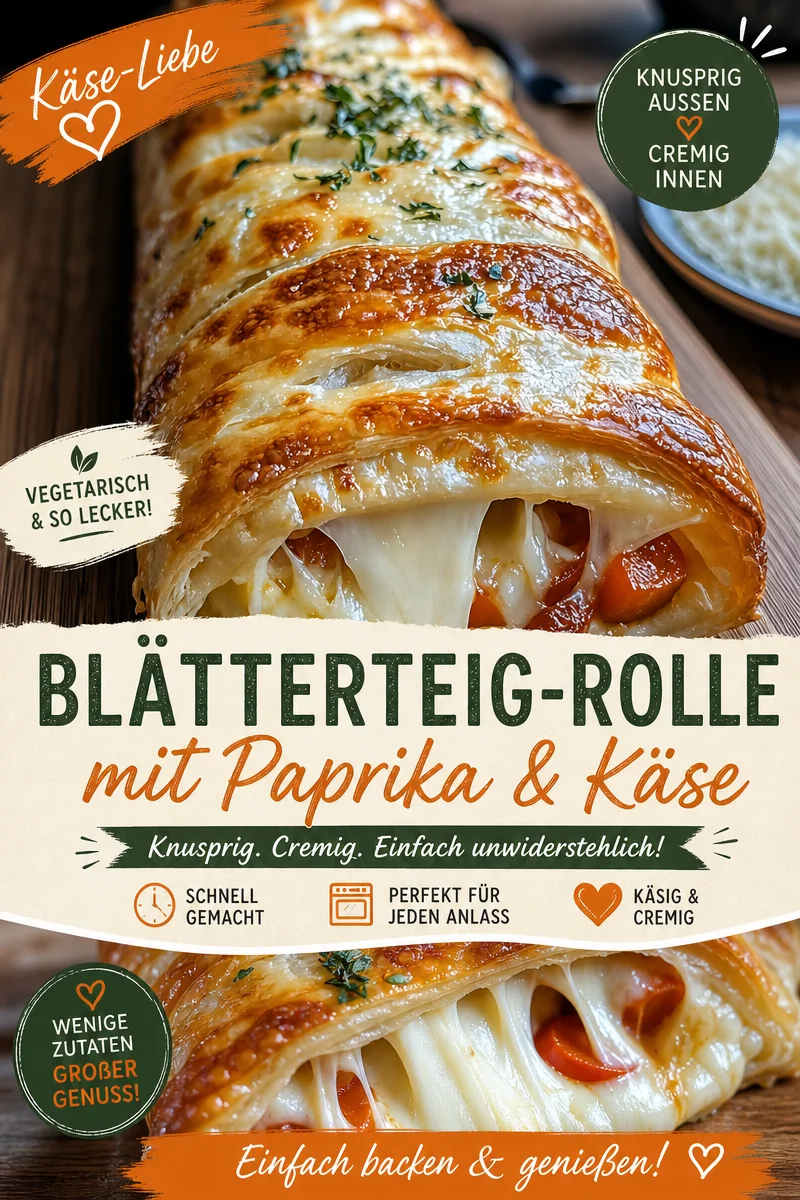 Blätterteig-Strudel mit Peperoni und Käse in nur 15 Minuten zubereiten Blätterteig-Strudel mit Peperoni und Käse in nur 15 Minuten zubereiten - Hast du Lust auf einen schnellen Snack, der einfach unglaublich lecker ist? Probiere unseren Blätterteig-Strudel mit Peperoni und Käse! In nur 15 Minuten kannst du dieses köstliche Rezept genießen, perfekt für einen gemütlichen Abend oder als Party-Snack. Lass dir dieses einfache und schmackhafte Gericht nicht entgehen – jetzt nachkochen! #Blätterteig #SchnelleRezepte #Snacks