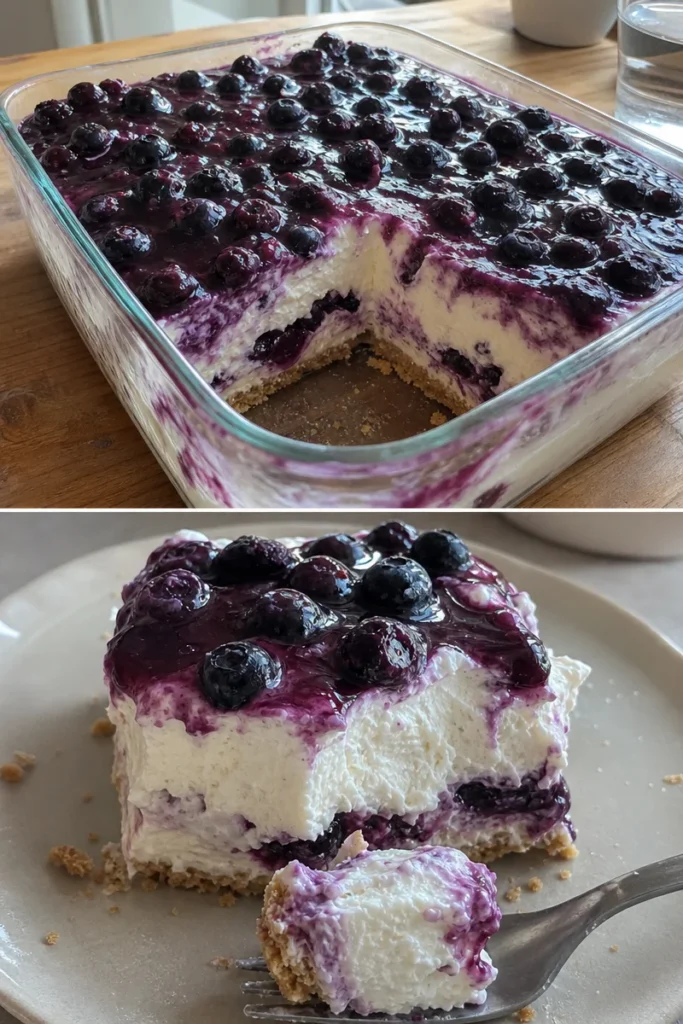 Blaubeer-Vanille-Käsekuchen-Eisbox-Kuchen Rezept