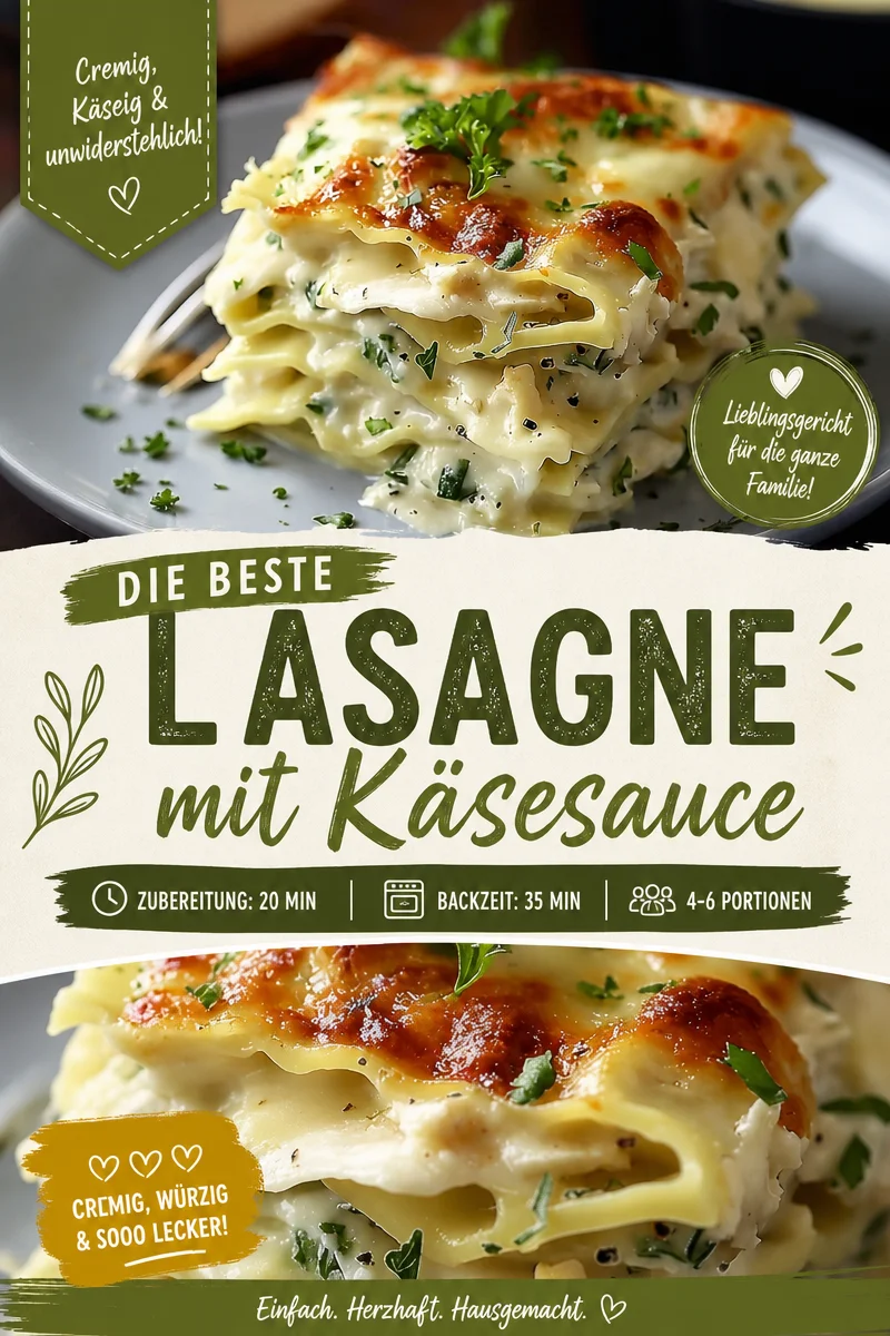 Cremige Hähnchen Alfredo Lasagne für die ganze Familie - Ein Genuss! - Hast du Lust auf ein leckeres Soulfood-Gericht? Probier meine cremige Hähnchen Alfredo Lasagne, die von innen wärmt und das Herz erfreut! Mit zarter Hähnchenbrust, würziger Alfredo-Sauce und vollem Käsegeschmack, ist dieses Rezept perfekt für die ganze Familie. Wage dich in die Küche und stelle eine Lasagne zusammen, die alle begeistern wird! Lass es dir gut schmecken und teile deine Kreation! #HähnchenLasagne #Soulfood #Familienessen