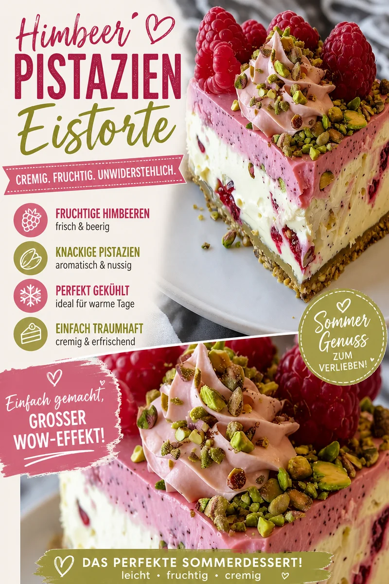 Cremiger Himbeer-Pistazien Käsekuchen mit Himbeermousse: Einfach unwiderstehlich! - Hast du Lust auf einen erfrischend-cremigen Himbeer-Pistazien Käsekuchen? Dieser Cheat-Meal-Hit kombiniert frische Himbeeren und knackige Pistazien für ein unwiderstehliches Dessert. Perfekt für besondere Anlässe oder einfach nur zum Genießen! Entdecke jetzt das Rezept und lass dich inspirieren. #Käsekuchen #Dessertliebe #Backen
