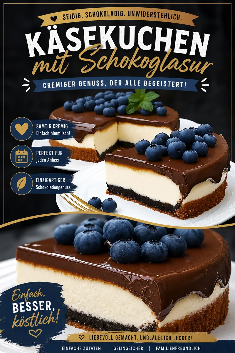 Der cremigste Cheesecake mit unwiderstehlicher Schokoladenglasur Der cremigste Cheesecake mit unwiderstehlicher Schokoladenglasur - Erlebe den ultimativen Genuss mit diesem Rezept für einen Cheesecake, der deine Sinne verführen wird! Cremig, schokoladig und perfekt für jeden Anlass. Lass dich von der besten Schokoladenglasur überraschen und mache deine Gäste glücklich! Probiere es aus und verwandle deinen nächsten Kaffeetisch in ein Highlight. Klicke jetzt für das Rezept! #Cheesecake #Nachspeise #Backliebe