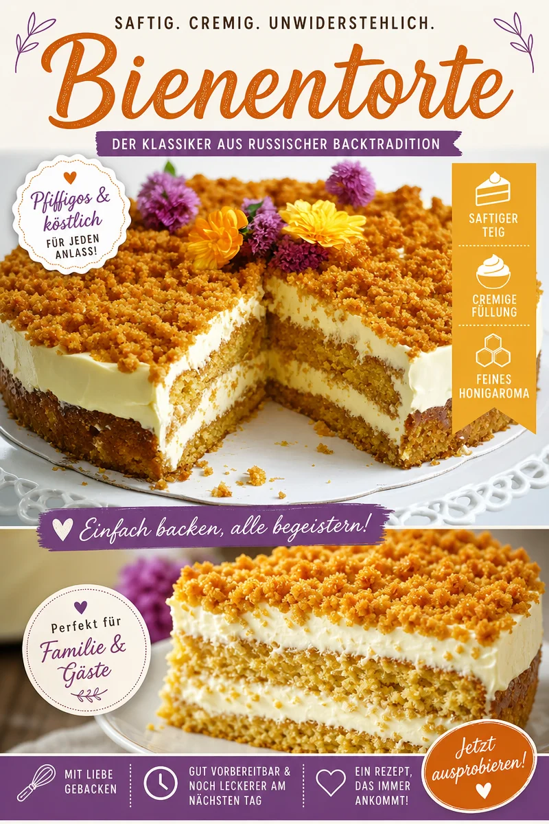 Die beste Honigtorte mit saftiger Sahnecreme für jeden Anlass Die beste Honigtorte mit saftiger Sahnecreme für jeden Anlass - Entdecke das Rezept für eine einfache und köstliche Honigtorte, die jeden begeistert! Diese Torte vereint saftigen Teig mit einer aromatischen sauren Sahne-Creme. Perfekt für Geburtstagsfeiern oder einfach nur zum Genießen! Probiere es aus und überrasche deine Lieben! Hol dir das Rezept und teile deine Kreationen mit uns! #Honigtorte #Kuchenrezepte #Backen