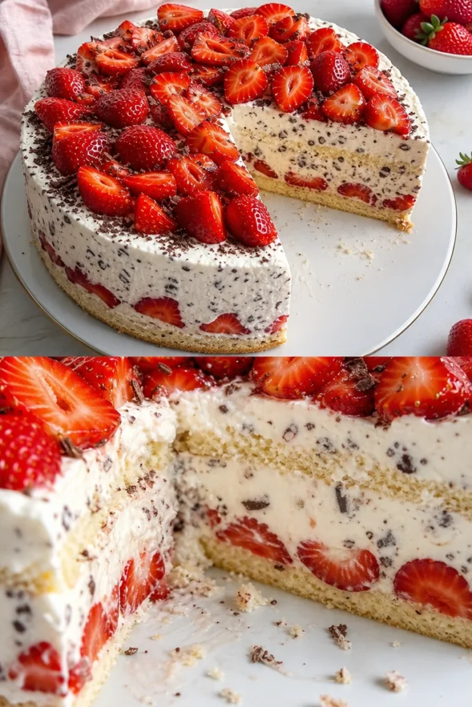 Erdbeer-Stracciatella-Torte – cremig, fruchtig & schokoladig 3 Erdbeer-Stracciatella-Torte – cremig, fruchtig & schokoladig
