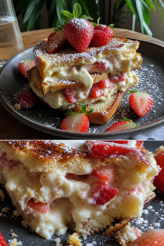 Früchtefüllte Französischbrotrollos mit Sahne
