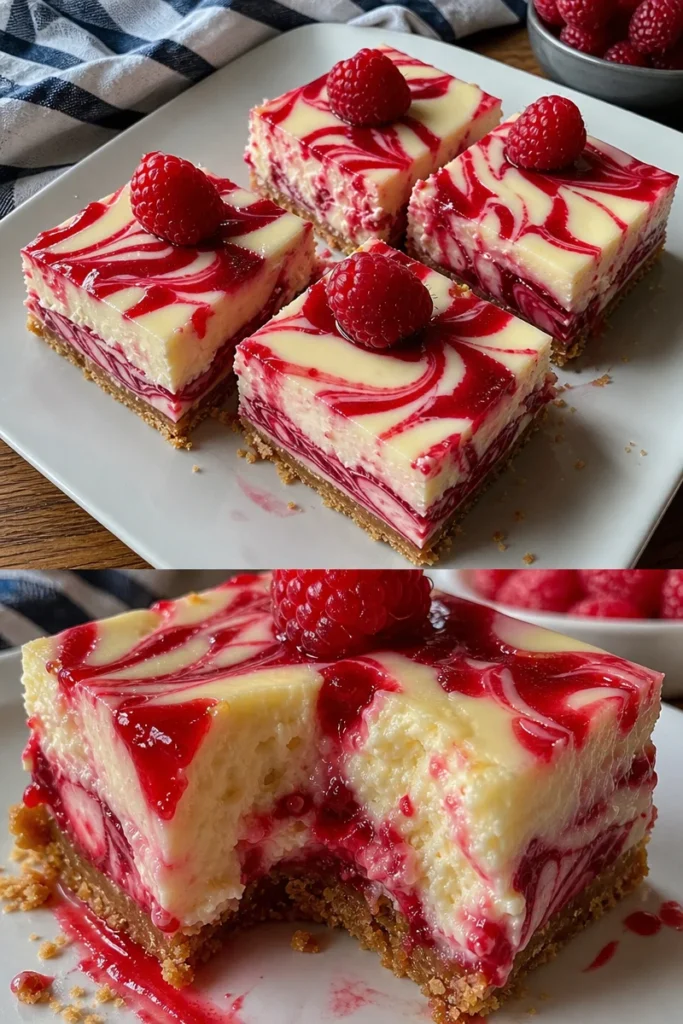 Käsekuchen-Dessertbar mit Himbeer-Swirl 3 Käsekuchen-Dessertbar mit Himbeer-Swirl